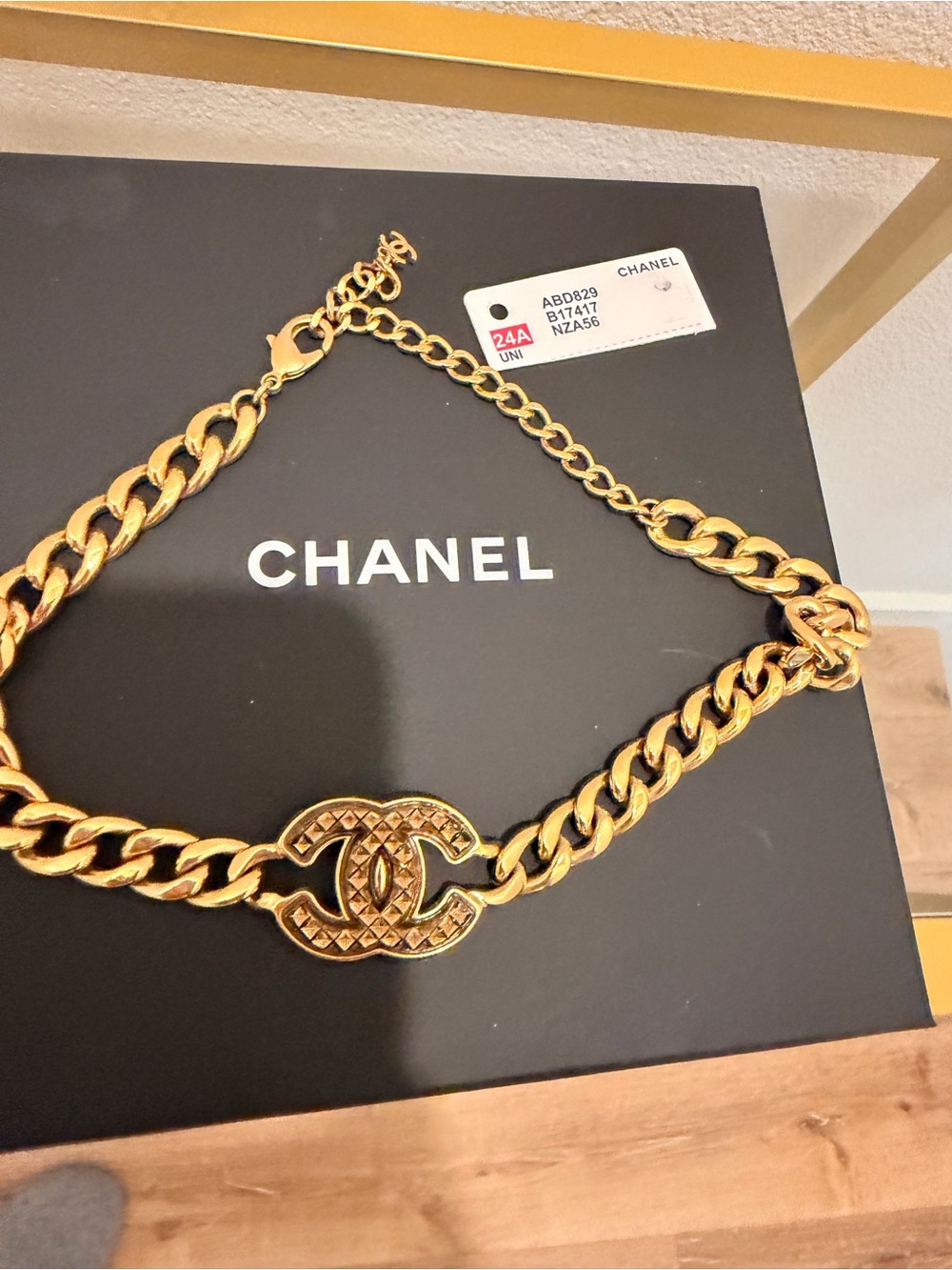 CHANEL Gold Chain Necklace with Quilted CC Emblem - Picture 2 of 7